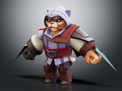 Modern Game Role Cat Warrior Cat Samurai model