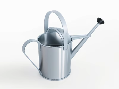 Silver Metal Agricultural Equipment Watering Can with Handle for Garden Use 3d model