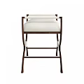 Modern Sofa Stool With Soft White Upholstered Seat And Solid Wooden Frame 3d model