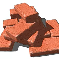 Multiple Stacked Red Bricks as Essential Construction Building Components
