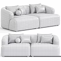 Light And Gray Fabric Sofas With Brown Green Decorative Pillows 3d model