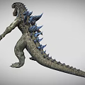 Fierce Mythical Reptile With Sharp Teeth Spiked Back Muscular Limbs And Long Tail Standing