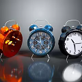 Colorful Alarm Clocks With Bell Design On Reflective Surface For Home Essentials