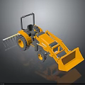 Orange Toy Bulldozer with Front Loader Black Wheels and Mini Construction Vehicle Model