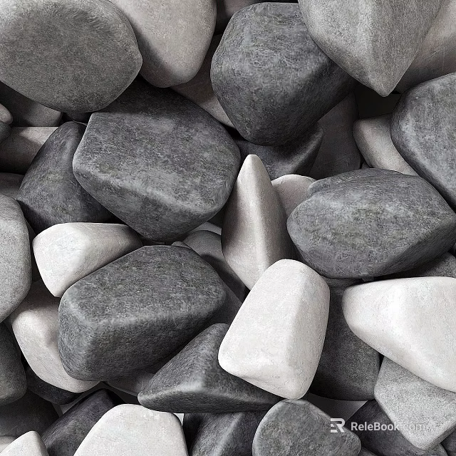 Smooth River Stones and Natural Wood Pieces for Interior Design Projects 3d model 