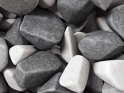 Smooth River Stones and Natural Wood Pieces for Interior Design Projects 3d model
