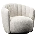 Modern Beige Upholstered Accent Chair With Curved Back And Stitching Detail