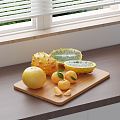 Modern fruit orange fire ginseng fruit grapefruit chopping board chopping board 3d model