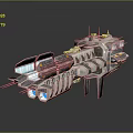 Futuristic Spaceship Model with Sci Fi Design Blue Glowing Elements and Complex Structure