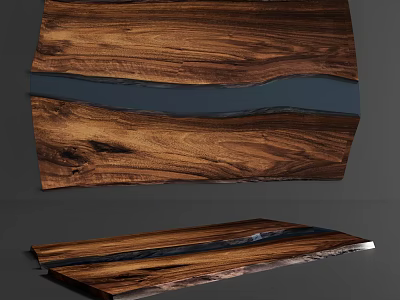 Natural Wood and Stone Combination for Modern Tabletop with Smooth Surface and Elegant Pattern 3d model