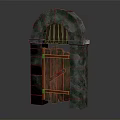 Medieval Style Stone Archway With Wooden Door Crossbeam And Masonry Frame
