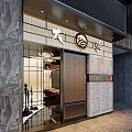 Modern Store Front Desk Design With Grid Screen Decorative Fish Art And Marble Countertop