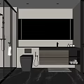 Modern Bathroom Interior Design With Glass Shower Marble Floor And Large Mirror