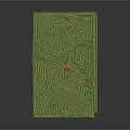 Green Playground Maze With Winding Paths Central Platform And Wooden Obstacles