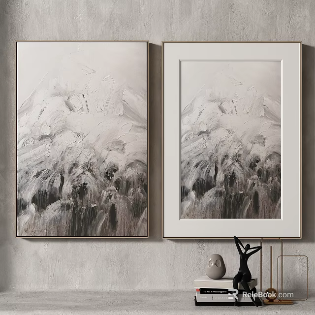 Abstract Inflatable Model Art Painting in Black and White for Home Wall Decor 3d model 