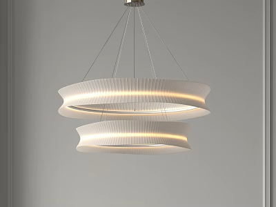Modern White Double Ring Chandelier With Sleek Illuminated Design For Home Interior 3d model