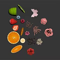 Colorful Assorted Fresh Fruits Display With Sliced Kiwi Orange Strawberry And Berries On Dark Surface