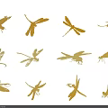 Yellow Dragonfly Wall Decor Set With Blue Background And Decorative Patterns