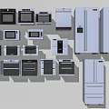 Modern Kitchen Appliances Collection Featuring Refrigerators Ovens Microwaves And Dishwashers 3d model