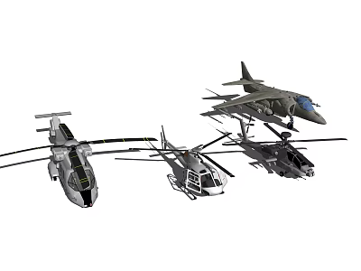 Various Types of Helicopters Including Military Models And Design Variations 3d model