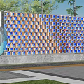 Box Cubic Gradient Hollow View Wall 3d model