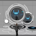 Futuristic Tech Control Room With Circular Displays Blue Lighting And Earth Interface Elements 3d model