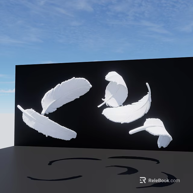 Eye Catching White Feathers Black Background Blue Sky Photo Spot 3d model 