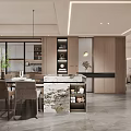 Modern Living Dining Room Interior with Circular Hanging Light Sofa Coffee Table Rug and Wooden Shelving