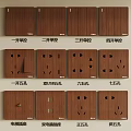 Wooden Electrical Switch Panels With Single Control Switches And Various Five Hole Sockets 3d model