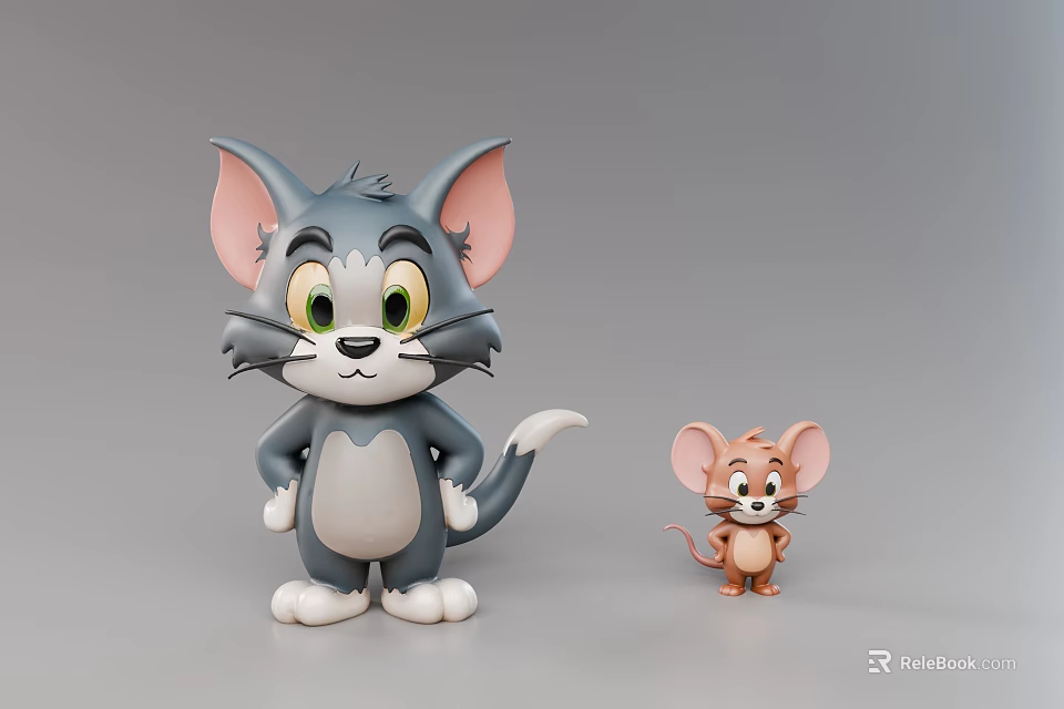 Tom and Jerry 3D Animated Characters Grey Cat and Brown Mouse Design 3d model 