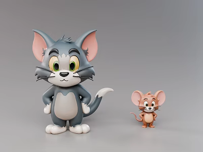 Tom and Jerry 3D Animated Characters Grey Cat and Brown Mouse Design 3d model