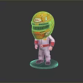 Cartoon Racer Figurine With Yellow Orange HELA Helmet White Red Racing Suit Black Base