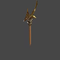 Golden Eagle Themed Scepter Weapon With Spread Wings And Sculpted Column Base 3d model