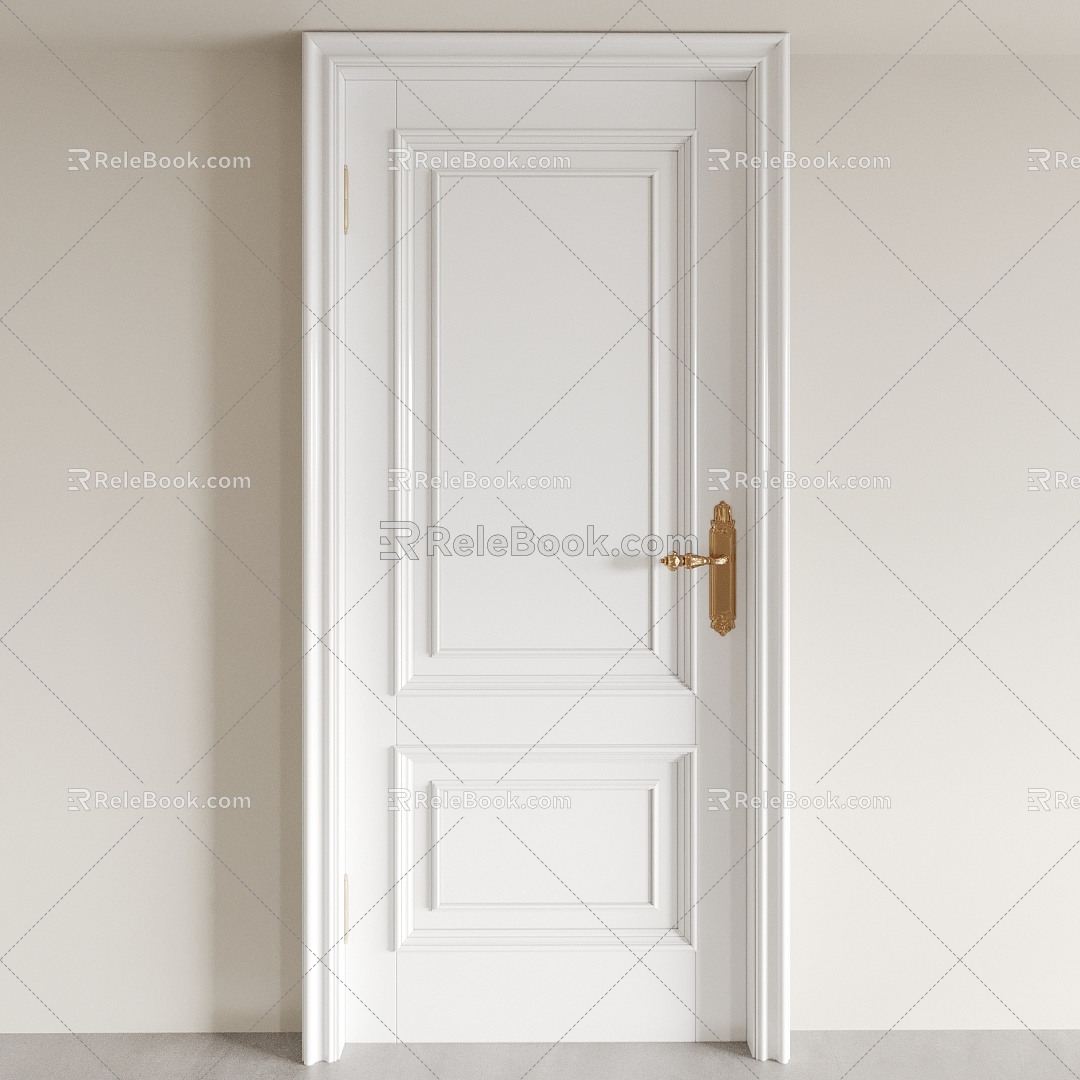 Bedroom door, interior door, single door, swing door 3d model