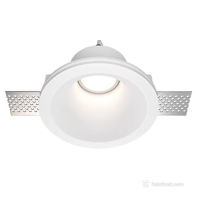 White Recessed Downlight With Slim Design And Metal Mounting Brackets For Indoor Ceiling Lighting 3d model 
