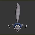 3D Animated Game Character With Gray Fur Blue Vest And White Scarf
