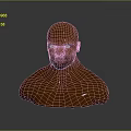 Realistic 3D Male Character Bust Sculpture With Bald Head Muscular Chest And Shiny Surface Reflection