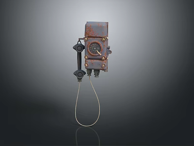 Vintage Wall Mounted Telephone With Rotary Dial Black Handset And Corded Design Retro Electronic Appliance 3d model