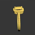 Golden Ring With Square Gemstone And Diamond Accents On Decorative Band