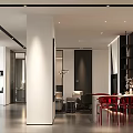 Modern Public Office Space With Workstations Ergonomic Chairs Green Plants And Pendant Lights