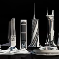 Futuristic Architecture Concepts Featuring Tall Innovative Tower Structures And Streamlined Designs 3d model