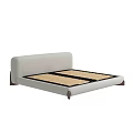 Modern Double Bed With Upholstered Headboard And Wooden Frame Design