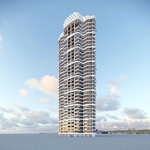 modern residential building arc high-rise residential 3d model