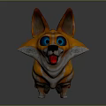Playful Mechanical Corgi Dog With Big Blue Eyes Orange Fur And Robot Parts