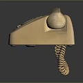 Vintage Beige Rotary Dial Telephone With Curled Cord And Classic Retro Design