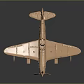 Detailed Copper Vintage Fighter Aircraft Model with Propeller on Dark Background