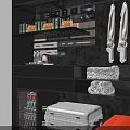 Gray Modern Wardrobe Design With LED Strip Lighting And Wall Art Decor