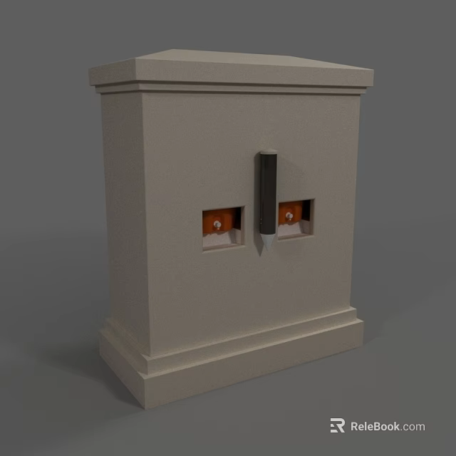Gray Electrical Utility Box Enclosure With Dual Knobs And Handle 3d model 