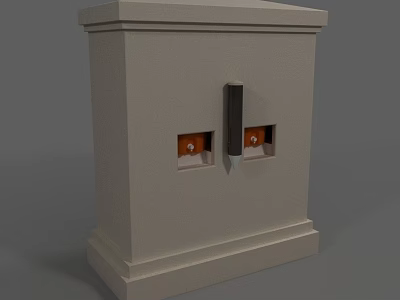 Gray Electrical Utility Box Enclosure With Dual Knobs And Handle 3d model