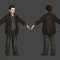3D Male Character Design With Front And Back View In Brown Jacket And Green Pants